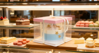 4/6/8/10/12 Zoll Umweltfreundliche Biologisch Abbaubare Recycelbare Lebensmittelechte Transparente Kuchenbox mit Band Geburtstag Quadratisches Design Individuelles Logo