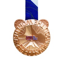 Médaille de récompense sportive de musculation personnalisée en alliage de zinc, finition dorée brillante, haute qualité 3D, fabriquée sur mesure