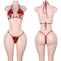 Ensemble de vêtements de danse exotique personnalisé avec logo, haut de bikini en métal ajouré deux pièces et string, pour danseuses de club, soirées et raves