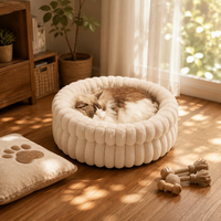Lit pour animaux de compagnie luxueux, robuste et mobile, coussin doux et lavable, fond antidérapant, lit respirant pour chats et petits chiens OEM