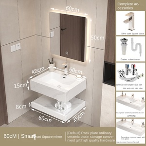 Placa de piedra de doble capa, lavabo de cerámica sin costuras, armario de Baño de Hotel <span class=keywords><strong>con</strong></span> espejo inteligente - Product Image 6