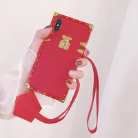 Étui de téléphone en cuir de luxe Weview pour iPhone 14 13 Pro Max, étui de téléphone vintage à motif carré tendance