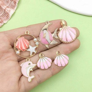 ชุดจี้โลหะผสมธีมมหาสมุทรสีชมพู ชุดเครื่องประดับ DIY สำหรับฤดูร้อน ลายสัตว์ทะเล สำหรับทำสร้อยข้อมือและเครื่องประดับ - Product Image 2