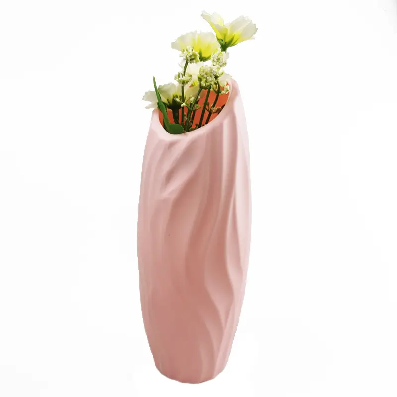 Vaso di fiori di plastica di bella forma rotonda all'ingrosso sulla decorazione della tavola di nozze del vaso di fiori da tavolo