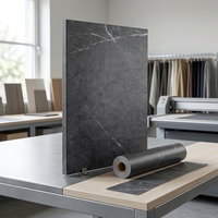 Film décoratif en PVC gris foncé non adhésif, motif marbre, film de lamination pour panneaux de meubles, autocollant pour carrelage