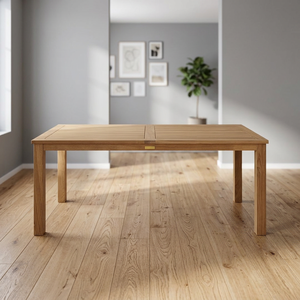 Table à manger rectangulaire en teck d'extérieur - Écologique, durable, imperméable, 6 places, design moderne pour usage en terrasse - Product Image 3