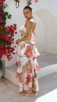 Robe d'été bohème unie sans épaules en dentelle, style ample rétro, pour la plage ou les soirées décontractées, tenue décontractée pour femme