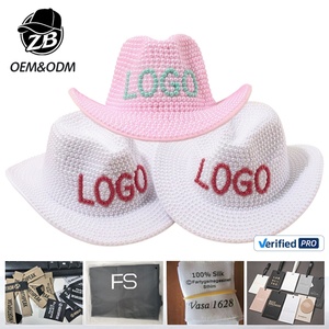 Sombrero de Vaquera Personalizado con Logotipo de Perlas y Pedrería, Gorra de Fiesta Glamurosa para Despedida de Soltera, Sombrero de Vaquera de Ala Ancha para Mujer - Product Image 1
