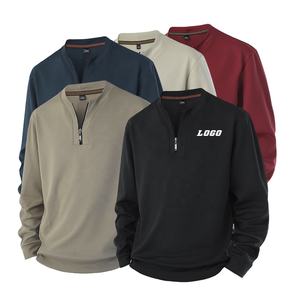 Felpa da Jogging mezza Zip da esterno felpa da uomo con cappuccio 1/4 con Zip <span class=keywords><strong>T</strong></span>-Shirt a maniche lunghe con Logo sportivo Plus Size - Product Image 1