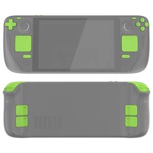 EXtremeRate – Boutons de remplacement complets personnalisés verts (D-pad, gâchettes, touches d'action) pour console portable Steam Deck LCD - Product Image 1
