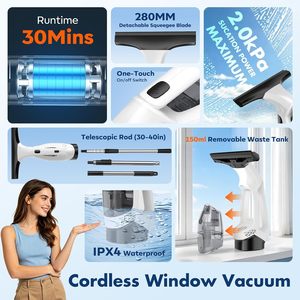 Limpiador de Ventanas Eléctrico Portátil, Aspiradora para Limpieza de Vidrios con Barra Telescópica - Product Image 6