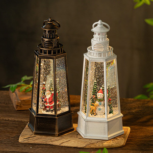 Caja de música Bola de cristal Nieve Regalo de cumpleaños <span class=keywords><strong>Faro</strong></span> de Navidad Adornos Música Venta al por mayor Lámpara de viento USB Resplandor - Product Image 1