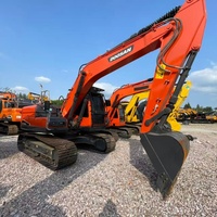 Excavatrice sur chenilles d'occasion DOOSAN 140LCA, best-seller, bien entretenue, pour projet d'infrastructure municipale