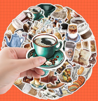 Pegatinas Decorativas para Coche, Refrigerador, Celular, Taza de Agua, Cuaderno, Empaque de Alimentos, con Diseño de Café y Grafiti, Impermeables y Creativas