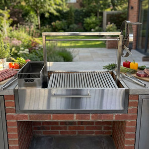 <span class=keywords><strong>Parrilla</strong></span> Argentina Grande de Acero Inoxidable para Barbacoa con Sistema de Doble Elevación y Polea para Asado - Product Image 1
