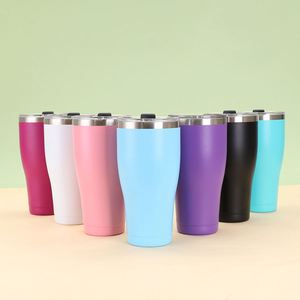 20oz Curve Tumbler Stainless Steel <b>Double</b> <b>Wall</b> Vacuum Insulated Mug with 2in1 Lid Gradient Powder Coated - Product Image 5