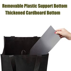 Sac fourre-tout non tissé de couleur unie, personnalisable avec logo, pliable, grande capacité, sac d'épicerie promotionnel avec base en PVC - Product Image 2