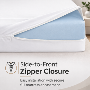 Protège-matelas imperméable certifié OEKO-TEX avec fermeture éclair intégrale, housse de sommier à ressorts 6 faces, vente en gros directe usine - Product Image 1
