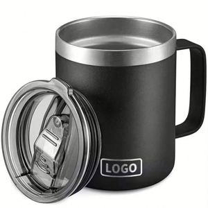 Custom Logo 12oz Double Wall Vacuum Stainless Steel Office Coffee <b>Mug</b> with Handle Eco-Friendly Travel Camping <b>Insulated</b> - Product Image 4
