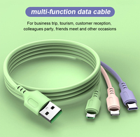 Cable de Carga Rápida Multiusos 3 en 1 de PVC Tipo C Micro USB EV de 1.2 Metros y 2.4A para iPhone y Teléfonos Android