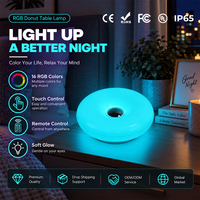 Lampe murale de chevet de style européen moderne, corps en ABS en forme de donut, LED 5V DC portable, simple, lumière de table LED RGB en forme de donut pour chambre à coucher