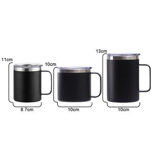 Custom Logo 12 oz 14 oz 16oz <b>Double</b> <b>Wall</b> Vacuum Tumbler Cup Powder Coated Insulated Stainless Steel Coffee <b>Mugs</b> Handle With Lid - Product Image 5