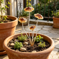 Sculpture de champignon en métal faite à la main OEM ODM avec piquet pour la décoration de jardin, de cour et de pelouse
