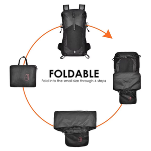 Sac à dos pliable étanche avec fermeture à glissière sac d'hydratation de jour pour les sports de plein air compressible et fait de doublure en polyester - Product Image 5