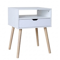 Table de chevet moderne en bois couleur chêne nordique avec 1 tiroir pour chambre à coucher