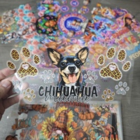 Lot en gros de décalcomanies personnalisées imperméables pour gobelets A5 de 16 oz, motif Chihuahua mignon, impression par transfert UV DTF, pour gobelets globe à neige