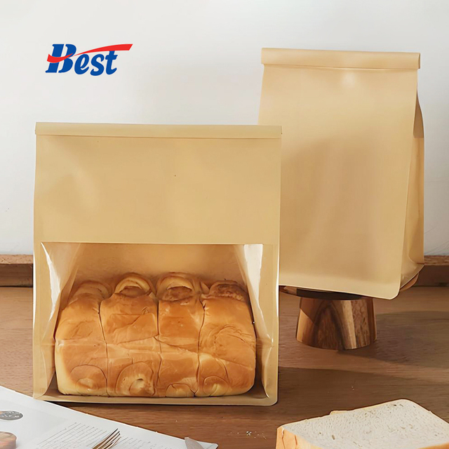 Wholesale Flat Bottom Paper Bread Bag With Tin Tie for Toast/Cookies/Bakery Storage