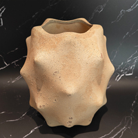 Vase en céramique artisanal style Wabi-sabi ARM LVG, poterie rustique, surface mate sablée, récipient pour fleurs de table, pot de plante
