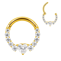 Mode Piercing bijoux ASTM F136 titane coeur Zircon Segment articulé nez anneau bijoux boucle d'oreille Piercings cerceau anneau