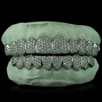 Grillz personnalisés en argent sterling 925 massif, sertis de moissanite VVS, motif nid d'abeille et zig-zag