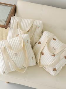 Style coréen nouvelle fermeture éclair broderie coton maman <span class=keywords><strong>sac</strong></span> bébé poussette <span class=keywords><strong>sac</strong></span> <span class=keywords><strong>sac</strong></span> à couches - Product Image 3