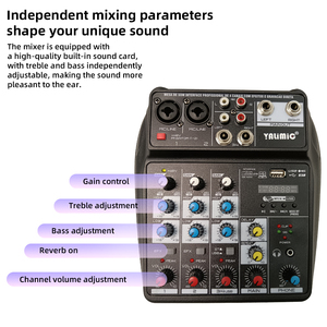 Console <span class=keywords><strong>de</strong></span> mixage portable 4 canaux en promotion pour le streaming en direct, carte <span class=keywords><strong>son</strong></span> intégrée avec réglage indépendant des effets sonores - Product Image 4