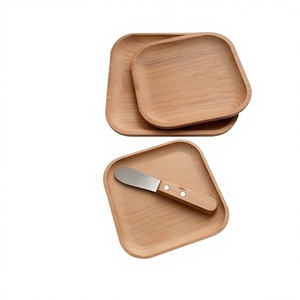 Vassoio di Servizio in Legno di Faggio per Uso Domestico, Vassoio per Cena e Snack, Tagliere per Frutta, Vendita all'Ingrosso - Product Image 1