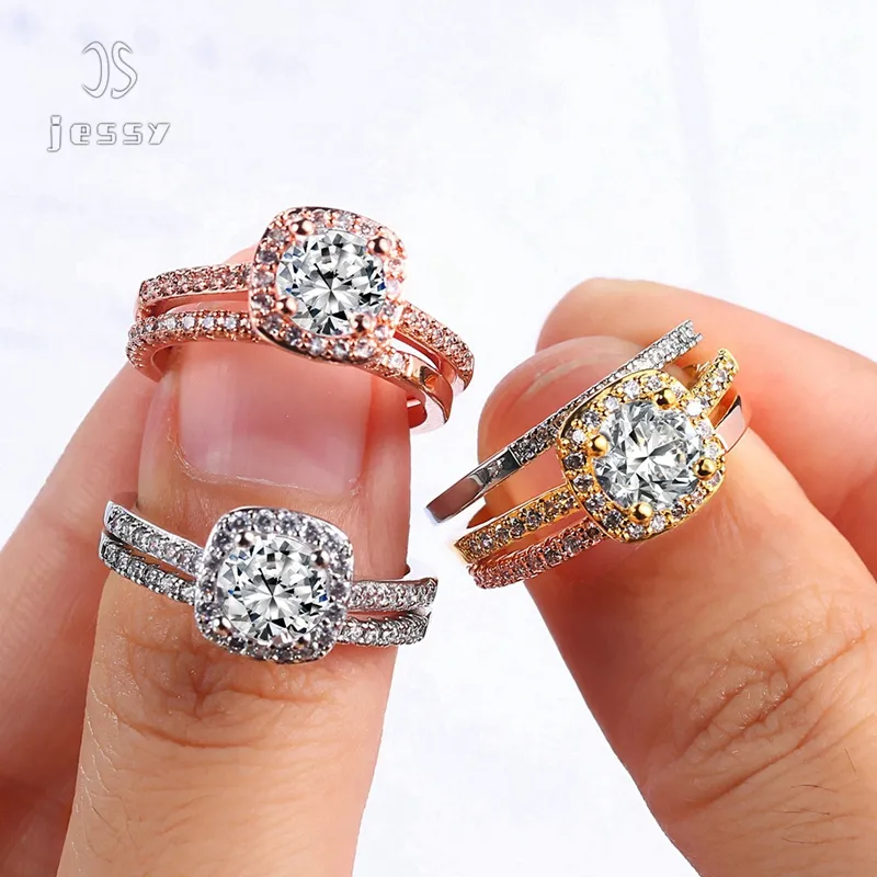 Jessy Set Perhiasan Kualitas Tinggi, Perhiasan Personalisasi dengan Berlian Minimalis Mode Cincin Pasangan untuk Wanita