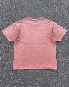 T-shirt homme blanc effet délavé vintage de haute qualité, coupe ample, effet peinture usée, trous, surdimensionné - Product Image 2