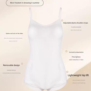 Ensemble de lingerie sculptante grande taille pour femmes, body gainant ventre plat en Spandex/Coton avec dentelle et plumes, amincissant - Product Image 4