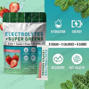 Poudre alimentaire détoxifiante naturelle Super Greens Amaz OEM, <span class=keywords><strong>sans</strong></span> OGM, sachets de poudre d'électrolytes Supergreen - Product Image 3