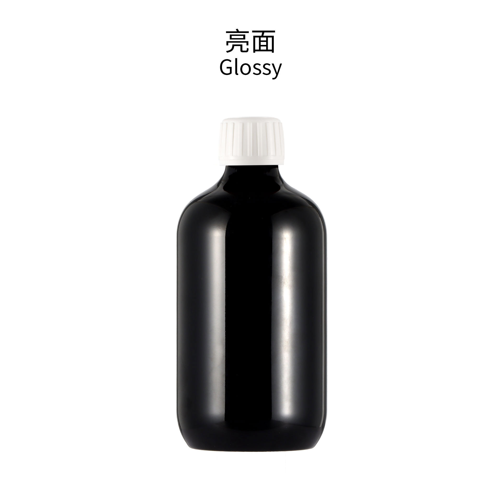 ขวดสีดำเงาพร้อมฝาไฮโดรซอลสีขาว
