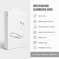 Caja Personalizada para Auriculares Bluetooth con Asa para Colgar, Empaque Rígido de Cartón para Auriculares de Banda para el Cuello, Impresión de Logotipo Personalizado OEM ODM