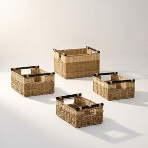 Panier de rangement rectangulaire en jonc de mer tressé à la main, écologique, vintage, du Vietnam, pour garde-manger et armoire de cuisine, vente en gros mondiale - Product Image 2