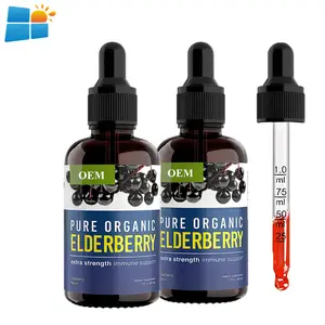 OEM/ODM/OBM Vegan Elderberry + Vitamin C tetesan seng antioksidan tetesan Elderberry sangat terkonsentrasi untuk wanita