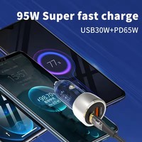 Chargeur de voiture USB C PD 95W, bloc de charge rapide USB Type C, double port USBA et USBC, adaptateur allume-cigare pour voiture