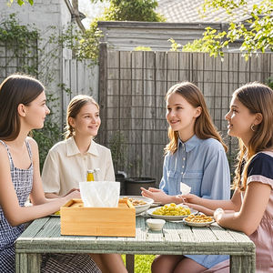 Youlike elegante 100% caja de soporte de pañuelos de bambú con fondo deslizante servilletas de madera decorativas organizador de almacenamiento para sala de estar - Product Image 4