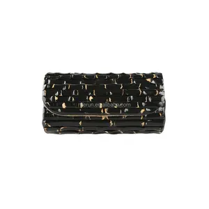 Nilerun New Fashion Creative Shiny Black Paint Unique Handmade Real Hard Natural Bamboo Root Evening Bag Purse Clutch for Women