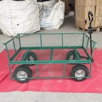 Chariot utilitaire à roulettes en acier inoxydable robuste de 990 lb, à 4 roues, fermé, pour jardin, pelouse, décharge, fleurs, marchandises, plage