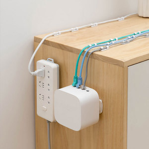 Soporte para regleta de enchufes, rectangular, blanco, desmontable, para montaje en pared, para gestión de cables detrás de puertas y en paredes - Product Image 2